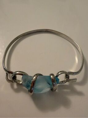 Vintage Hand Crafted Blue Sea Glass Bracelet